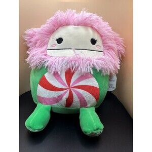 Squishmallow 8" Astrud Bigfoot Peppermint Candy Cane Belly Christmas Plush BNWT